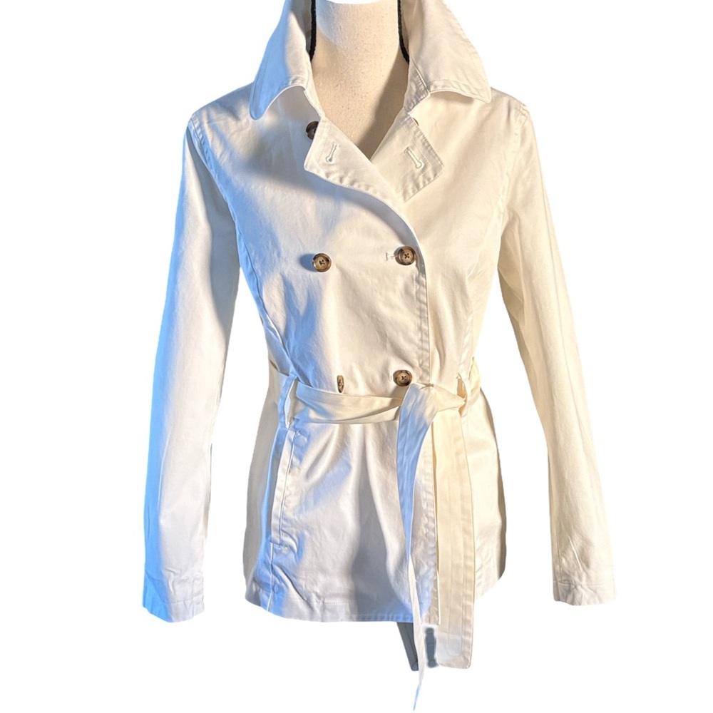 Brooks Brothers Cream Double-Breasted Trench Coat - Picture 2 of 8